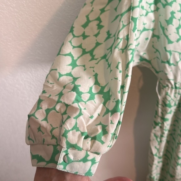 Vintage Willi of California Abstract Floral Midi Dress Bubble Sleeve Size 14 - Picture 2 of 8